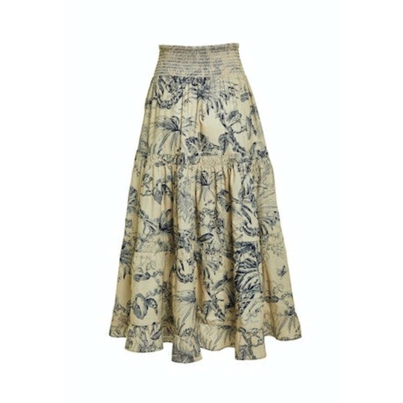 Love The Label Floral Print Midi Skirt - Blue and Cream M - Picture 1 of 2